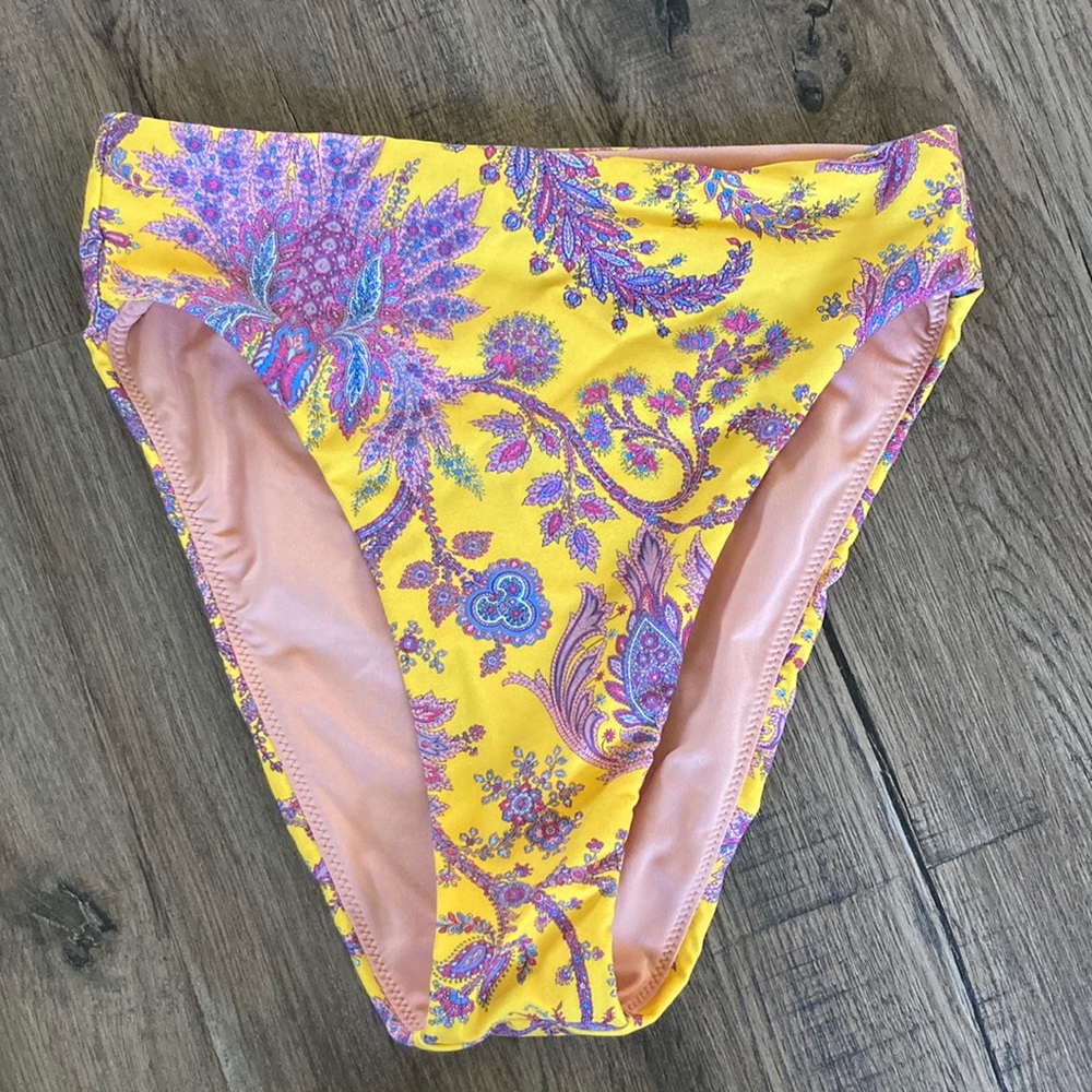 J Crew |High-rise bikini bottom in Ratti® golden paisley  XS